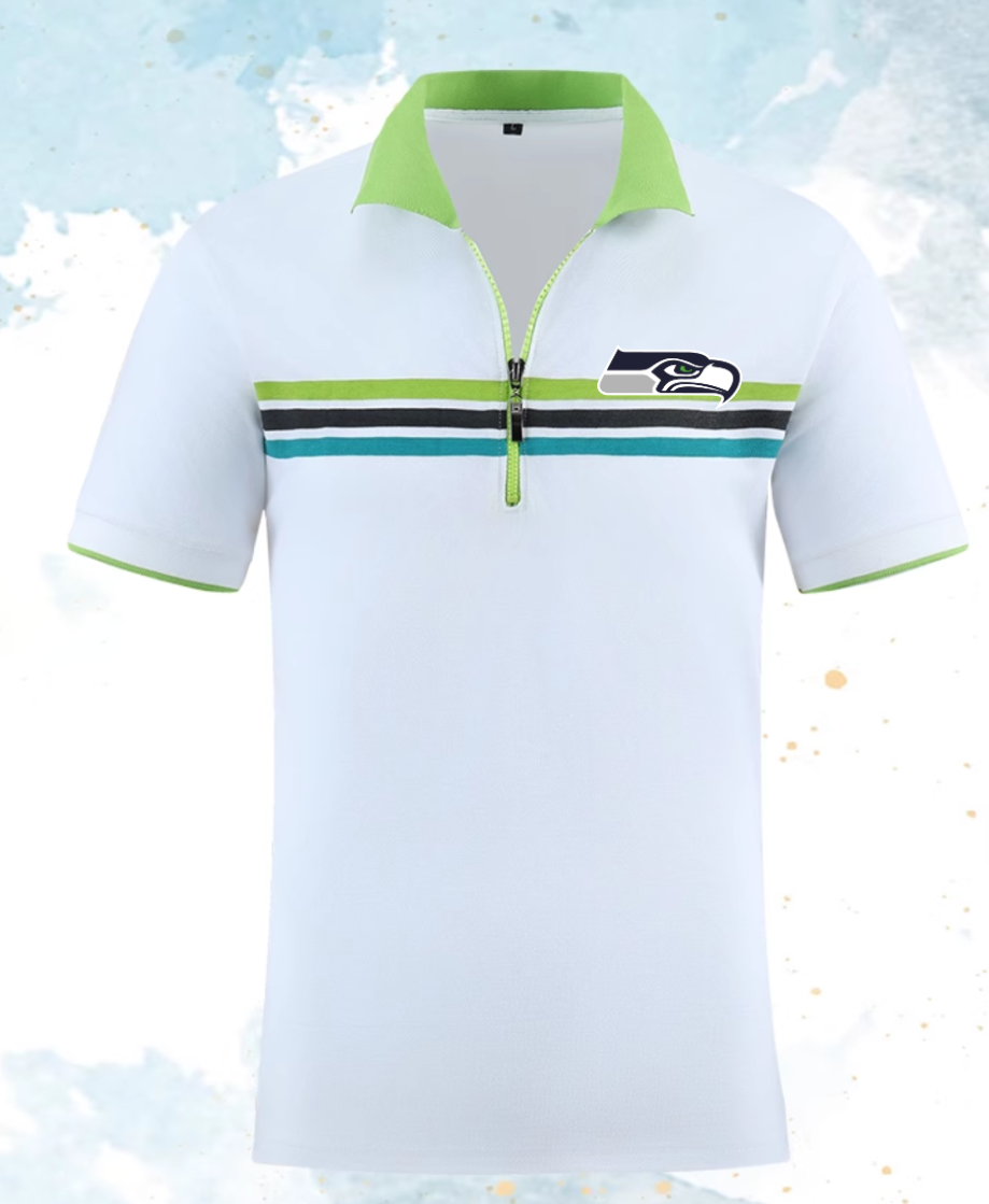 Seattle Seahawks white style #12 Men 2025 NFL polo T shirt